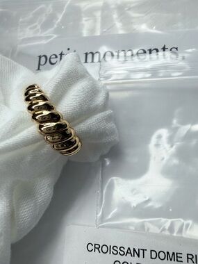 Petite Moments Gold Croissant Dome Ring 8